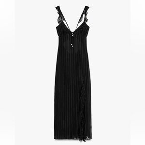 Zara Elegant Black Striped Maxi Dress